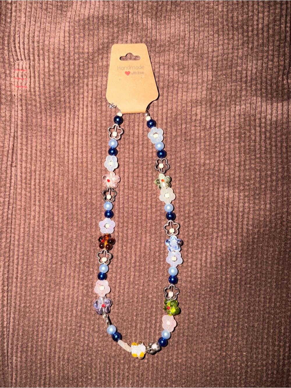 Handmade Blue Floral Accent Necklace